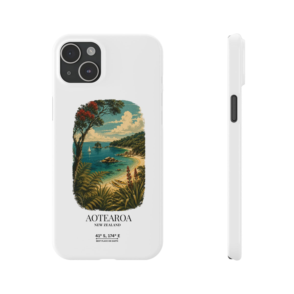Aotearoa Vintage Landscape Slim Phone Case — New Zealand Able Tasman Design