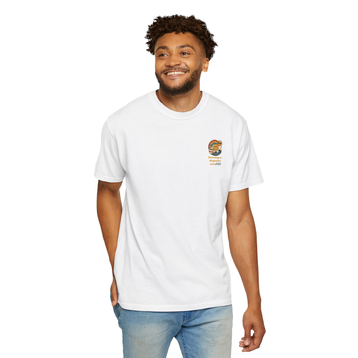 Running on Dopamine and Vibes - Small Chest Logo Tee