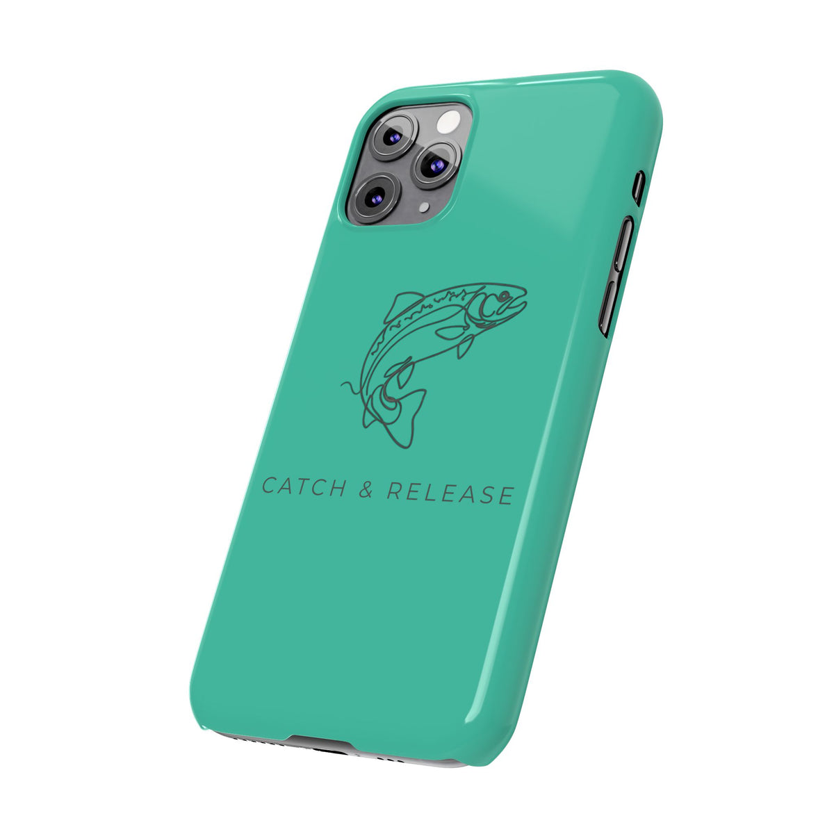 Catch & Release Slim Phone Case — Minimalist Fishing Trout Design