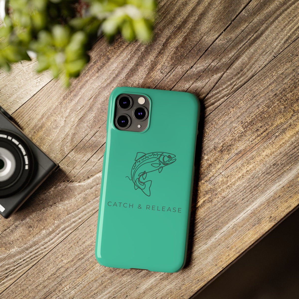 Catch & Release Slim Phone Case — Minimalist Fishing Trout Design