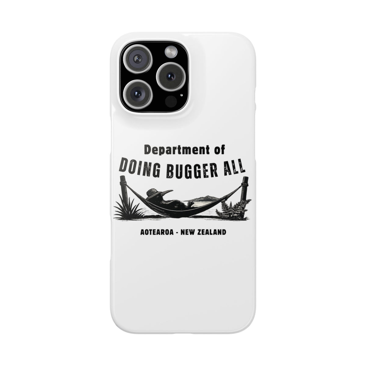 Slim Phone Case — "Department of Doing Bugger All" New Zealand Relaxation Design