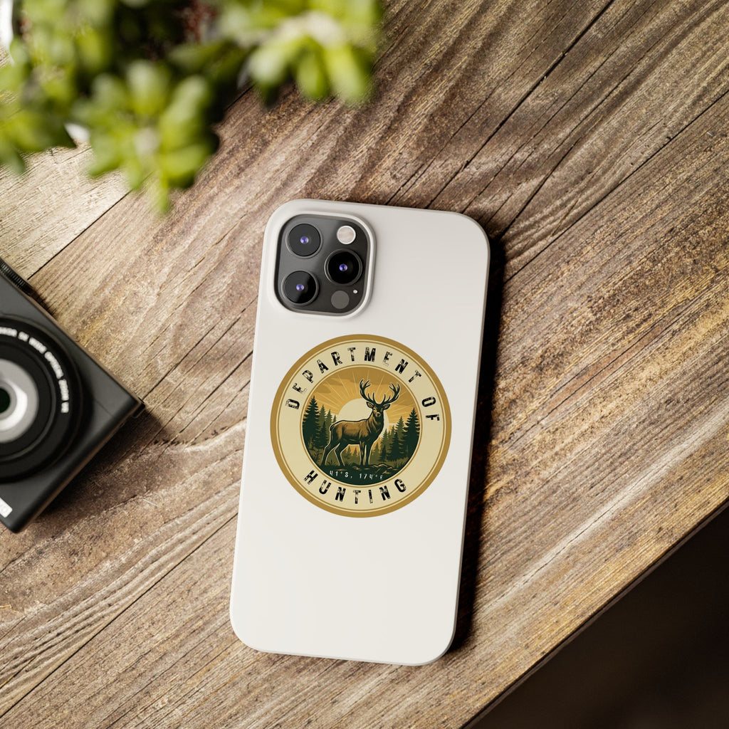 'Department of Hunting' Vintage Deer Logo - Slim Phone Case