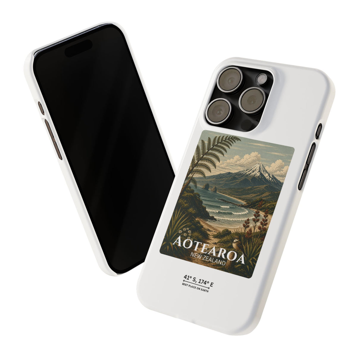Aotearoa Vintage Landscape Slim Phone Case — New Zealand Mt Taranaki Design