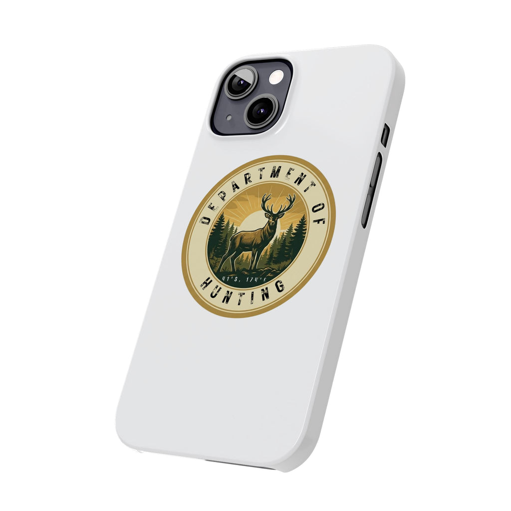 'Department of Hunting' Vintage Deer Logo - Slim Phone Case
