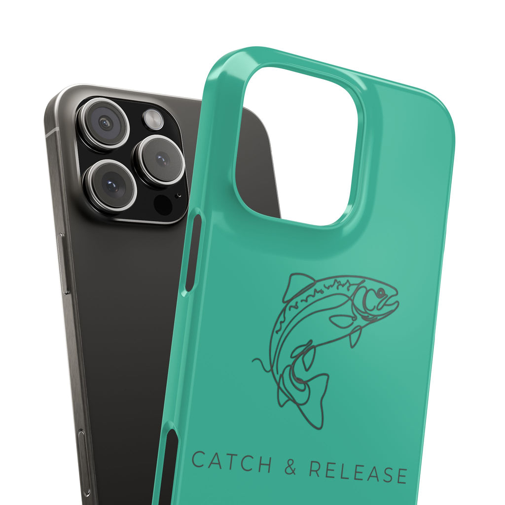 Catch & Release Slim Phone Case — Minimalist Fishing Trout Design