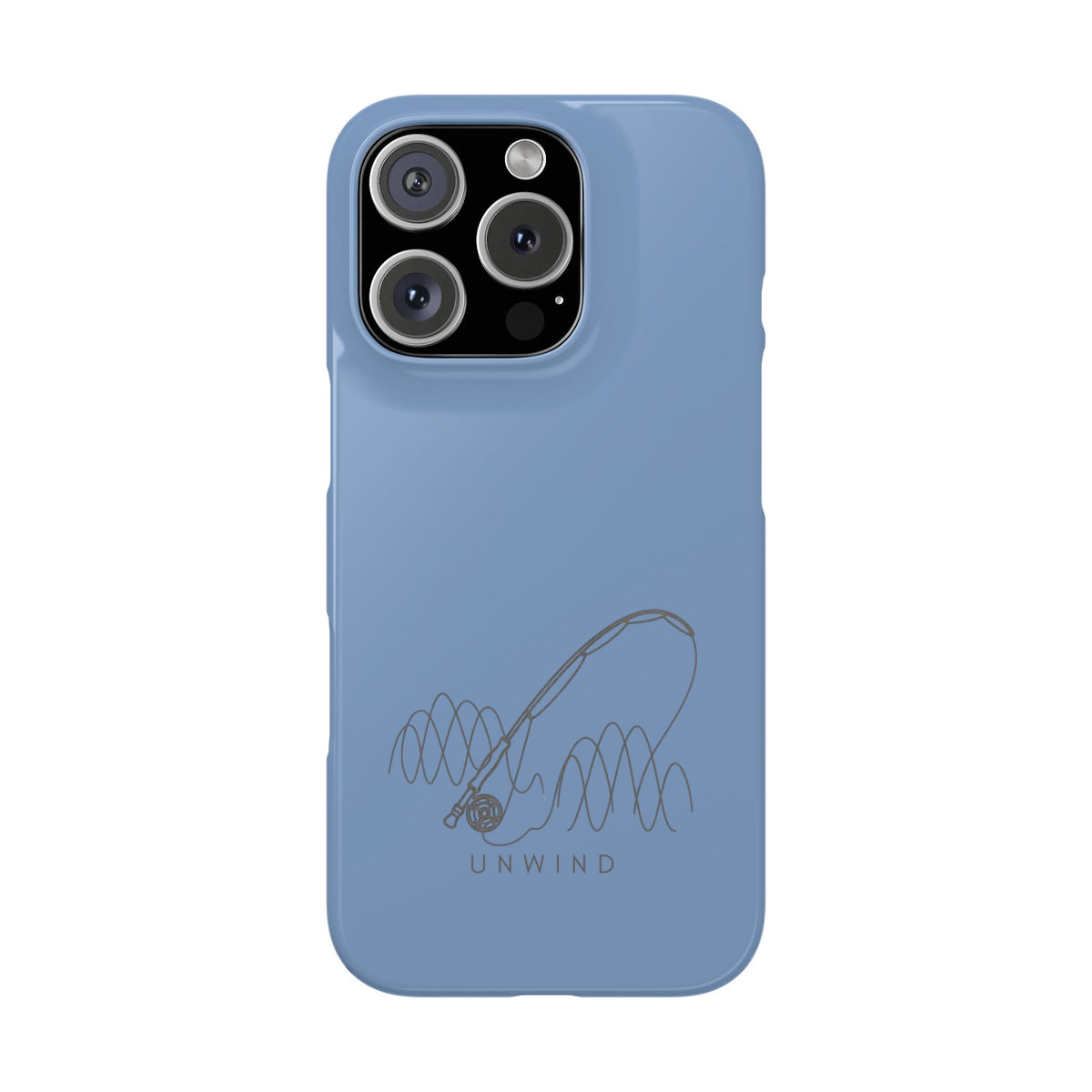 Unwind Fishing Slim Phone Case — Minimal Rod & "UNWIND" Design
