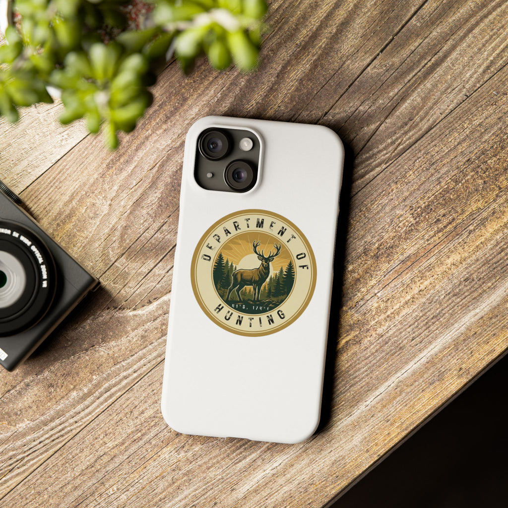 'Department of Hunting' Vintage Deer Logo - Slim Phone Case