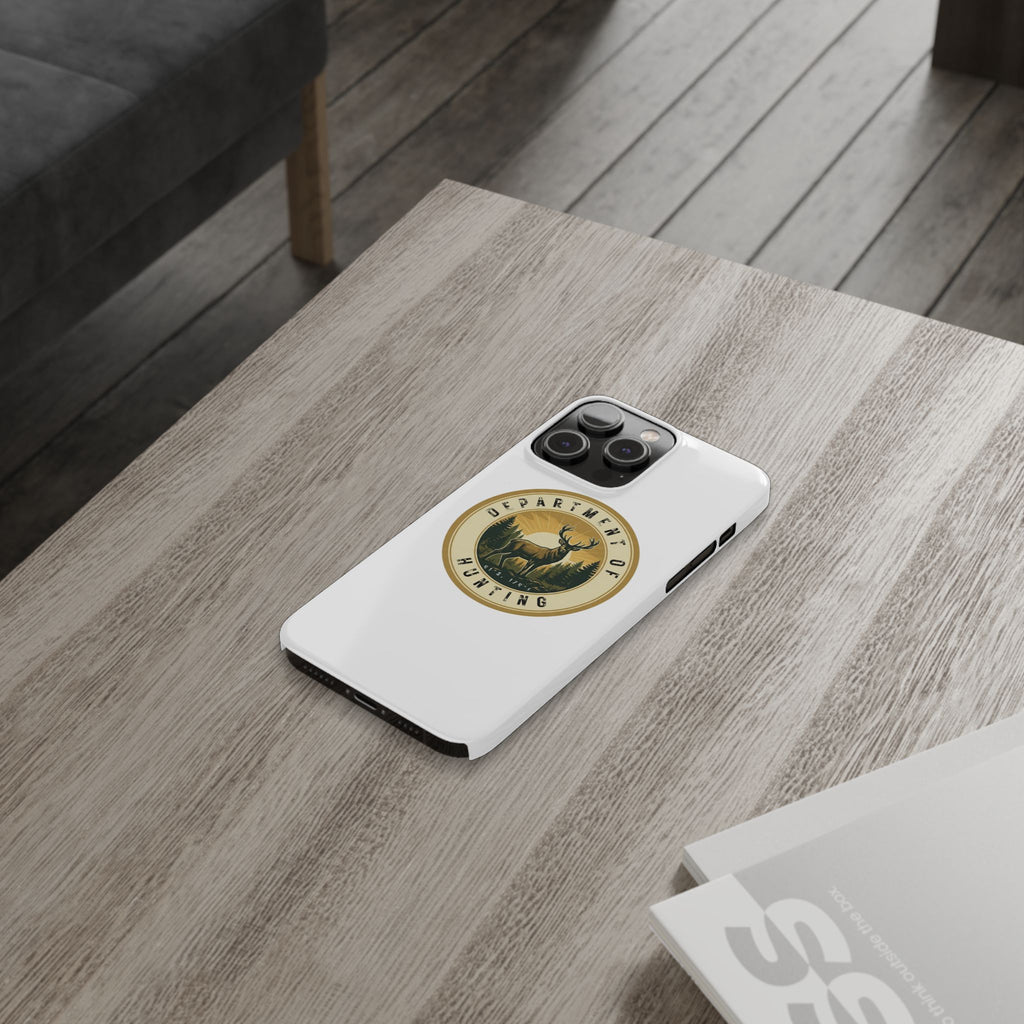 'Department of Hunting' Vintage Deer Logo - Slim Phone Case