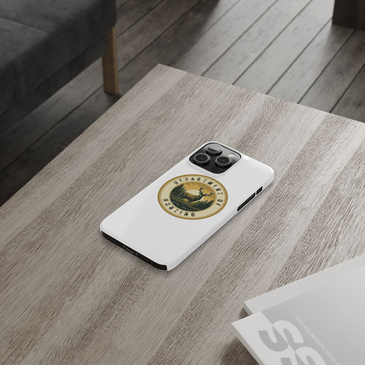 'Department of Hunting' Vintage Deer Logo - Slim Phone Case