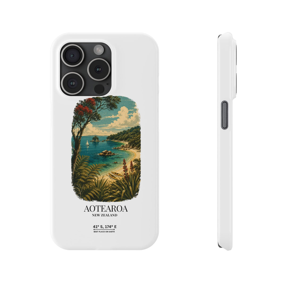 Aotearoa Vintage Landscape Slim Phone Case — New Zealand Able Tasman Design
