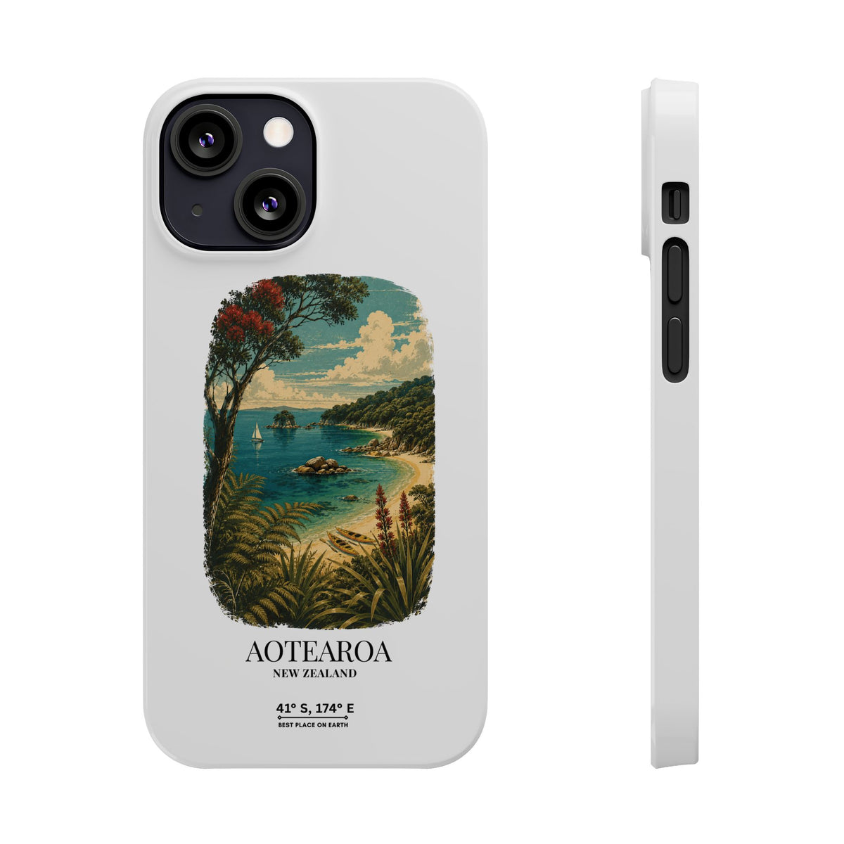 Aotearoa Vintage Landscape Slim Phone Case — New Zealand Able Tasman Design