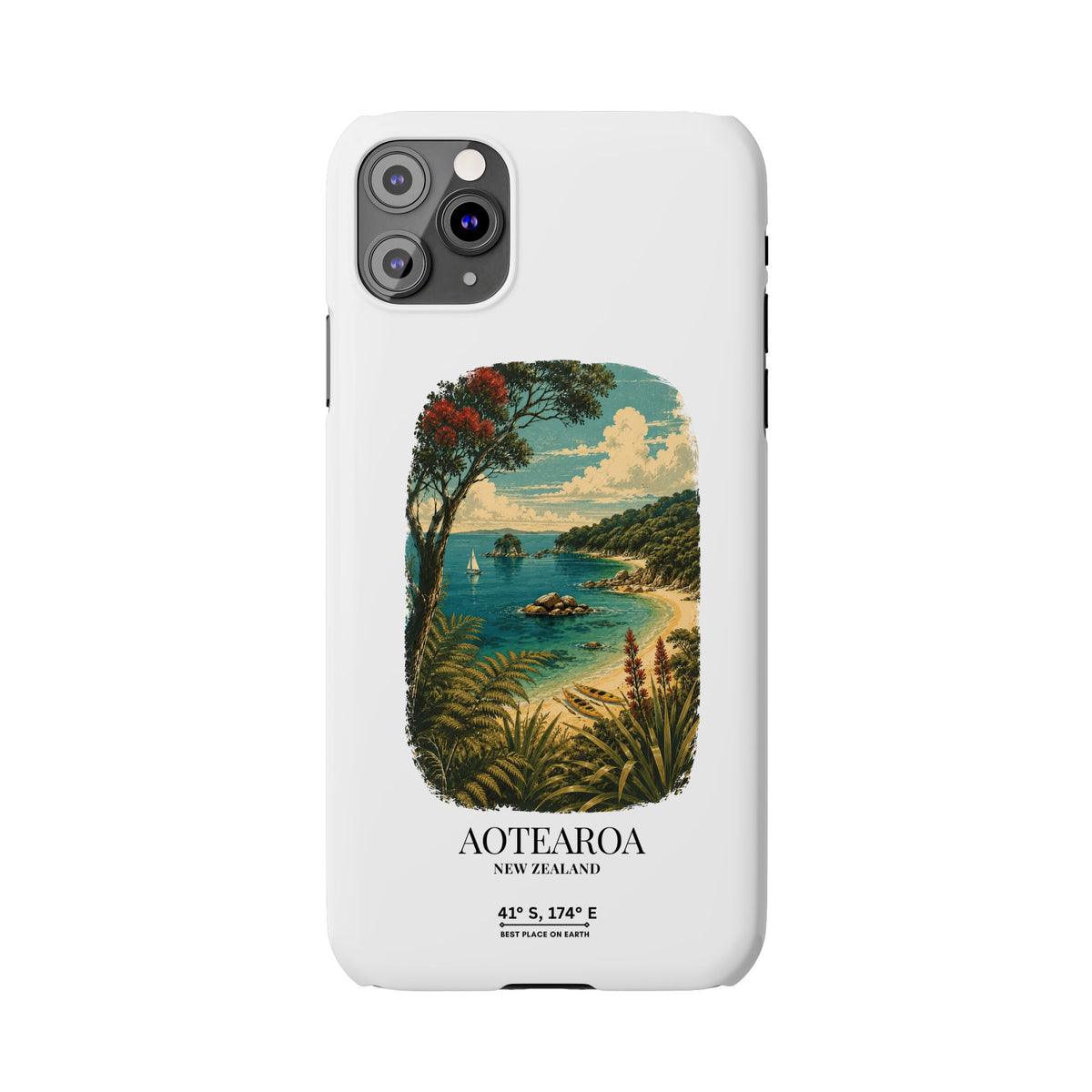 Aotearoa Vintage Landscape Slim Phone Case — New Zealand Able Tasman Design