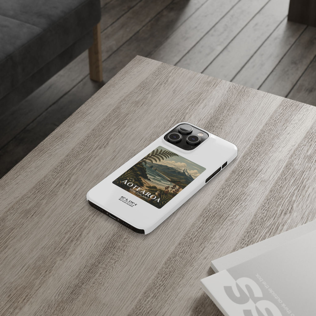 Aotearoa Vintage Landscape Slim Phone Case — New Zealand Mt Taranaki Design