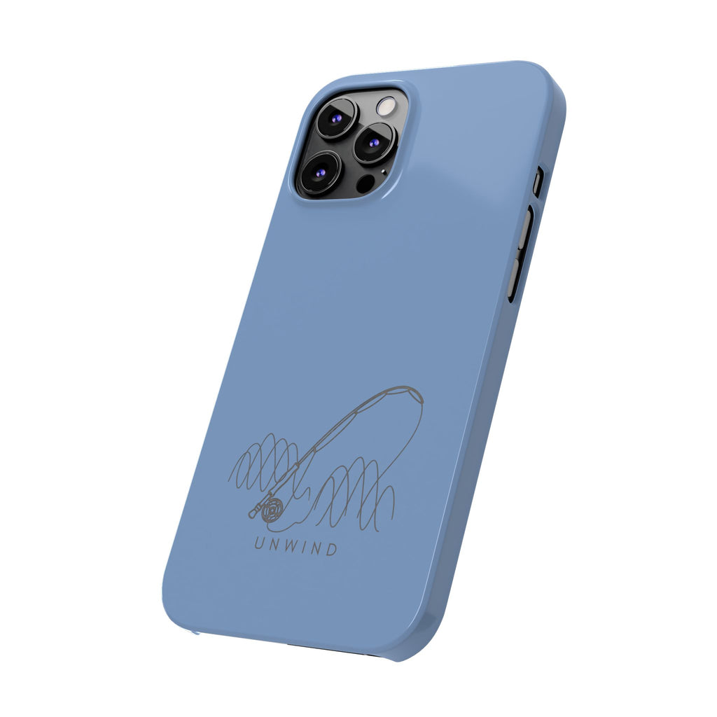 Unwind Fishing Slim Phone Case — Minimal Rod & "UNWIND" Design