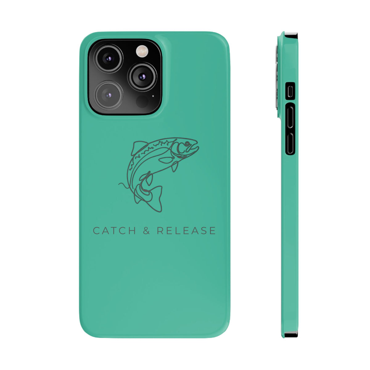 Catch & Release Slim Phone Case — Minimalist Fishing Trout Design