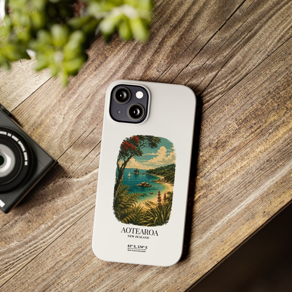 Aotearoa Vintage Landscape Slim Phone Case — New Zealand Able Tasman Design