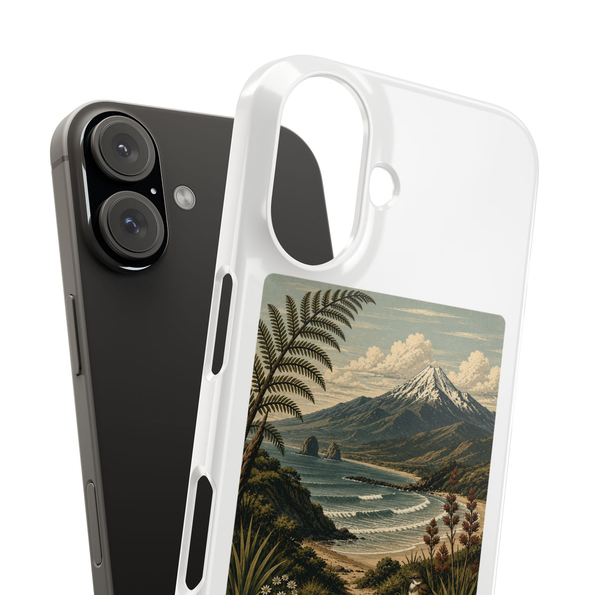 Aotearoa Vintage Landscape Slim Phone Case — New Zealand Mt Taranaki Design