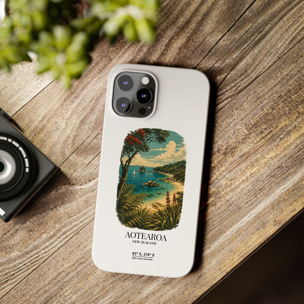 Aotearoa Vintage Landscape Slim Phone Case — New Zealand Able Tasman Design