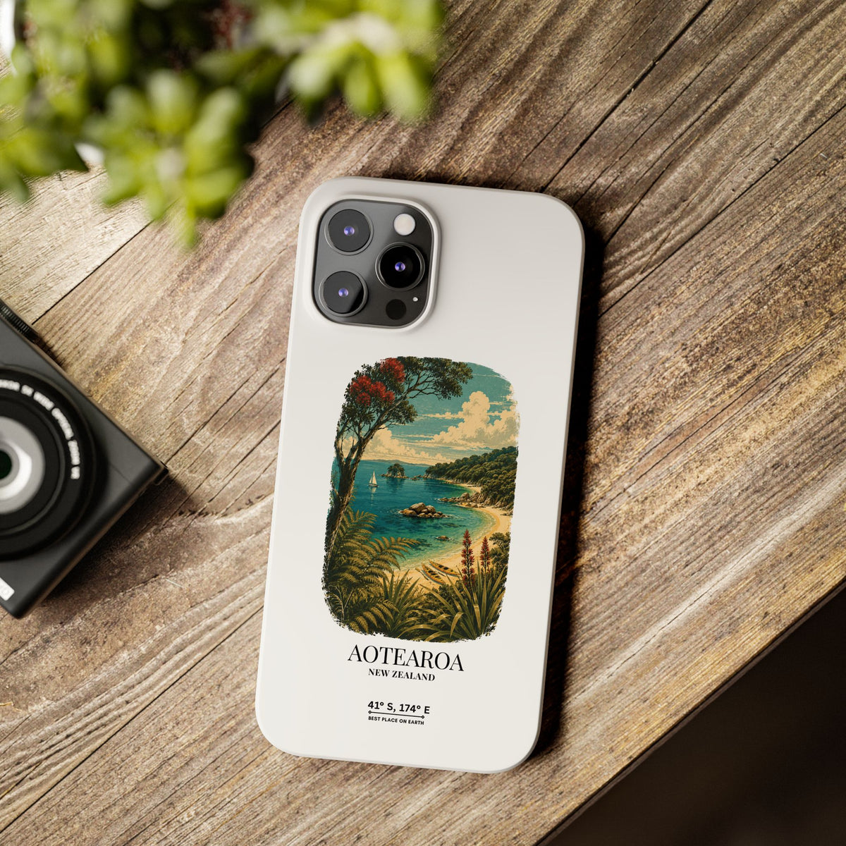 Aotearoa Vintage Landscape Slim Phone Case — New Zealand Able Tasman Design