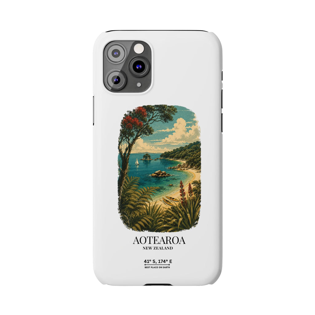 Aotearoa Vintage Landscape Slim Phone Case — New Zealand Able Tasman Design