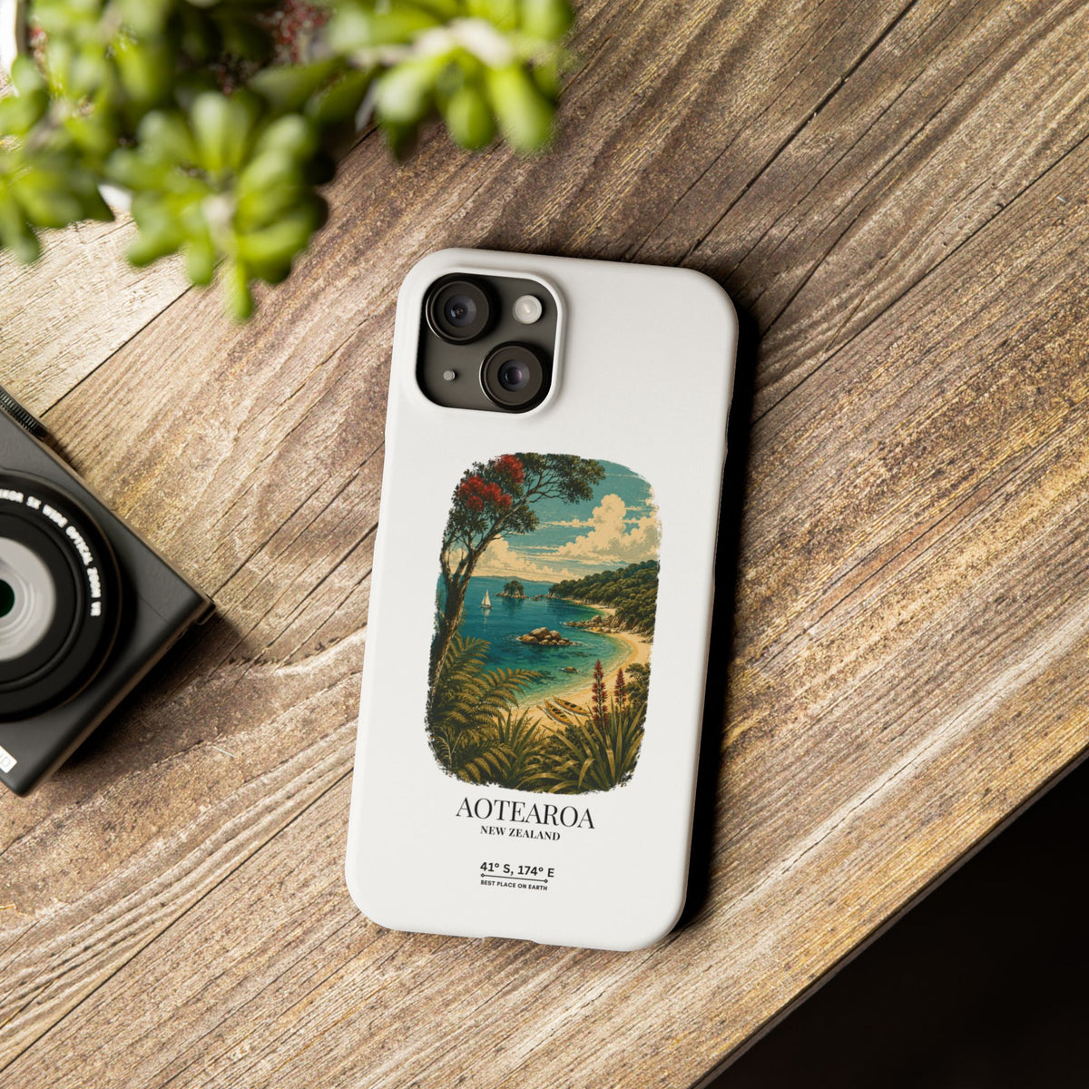 Aotearoa Vintage Landscape Slim Phone Case — New Zealand Able Tasman Design