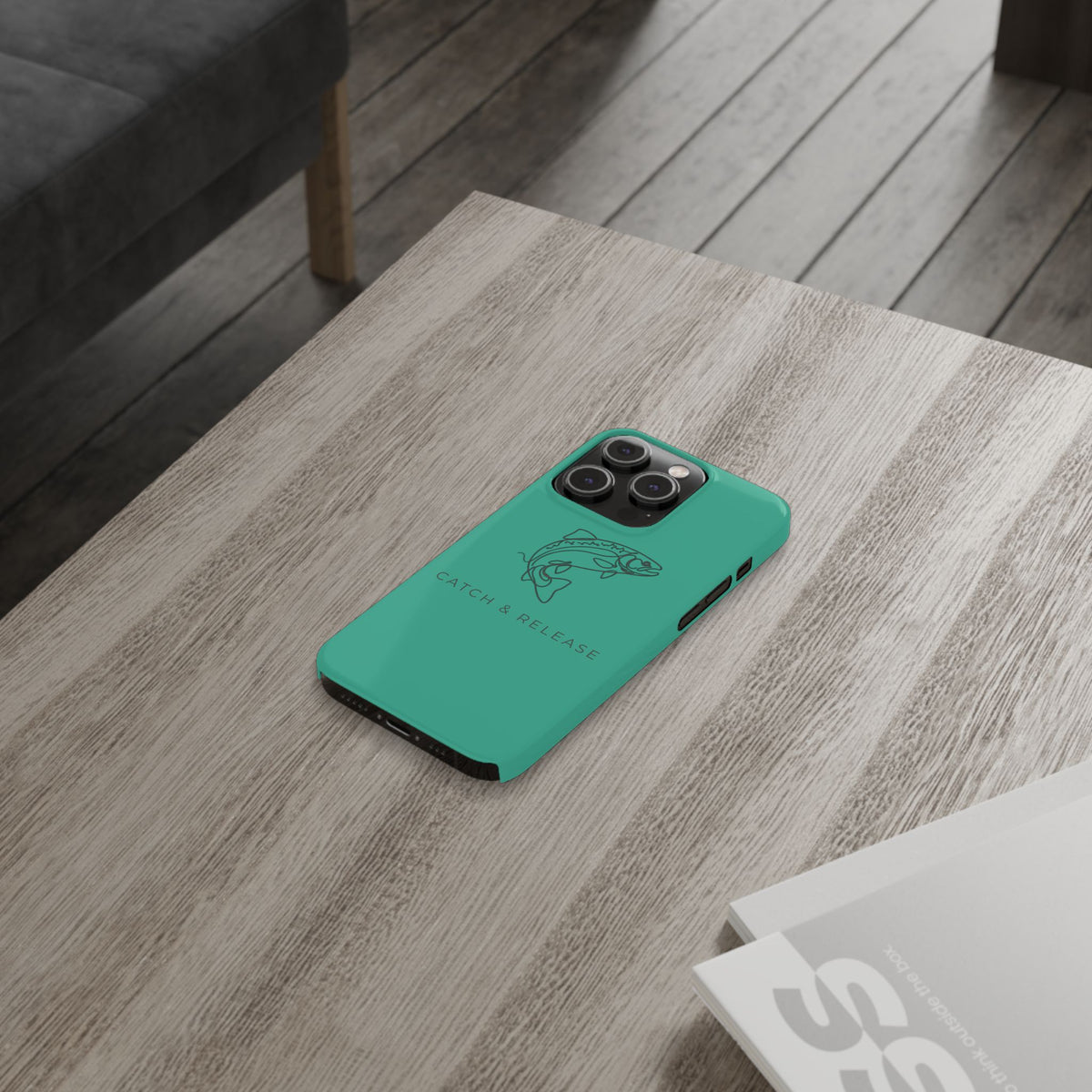 Catch & Release Slim Phone Case — Minimalist Fishing Trout Design