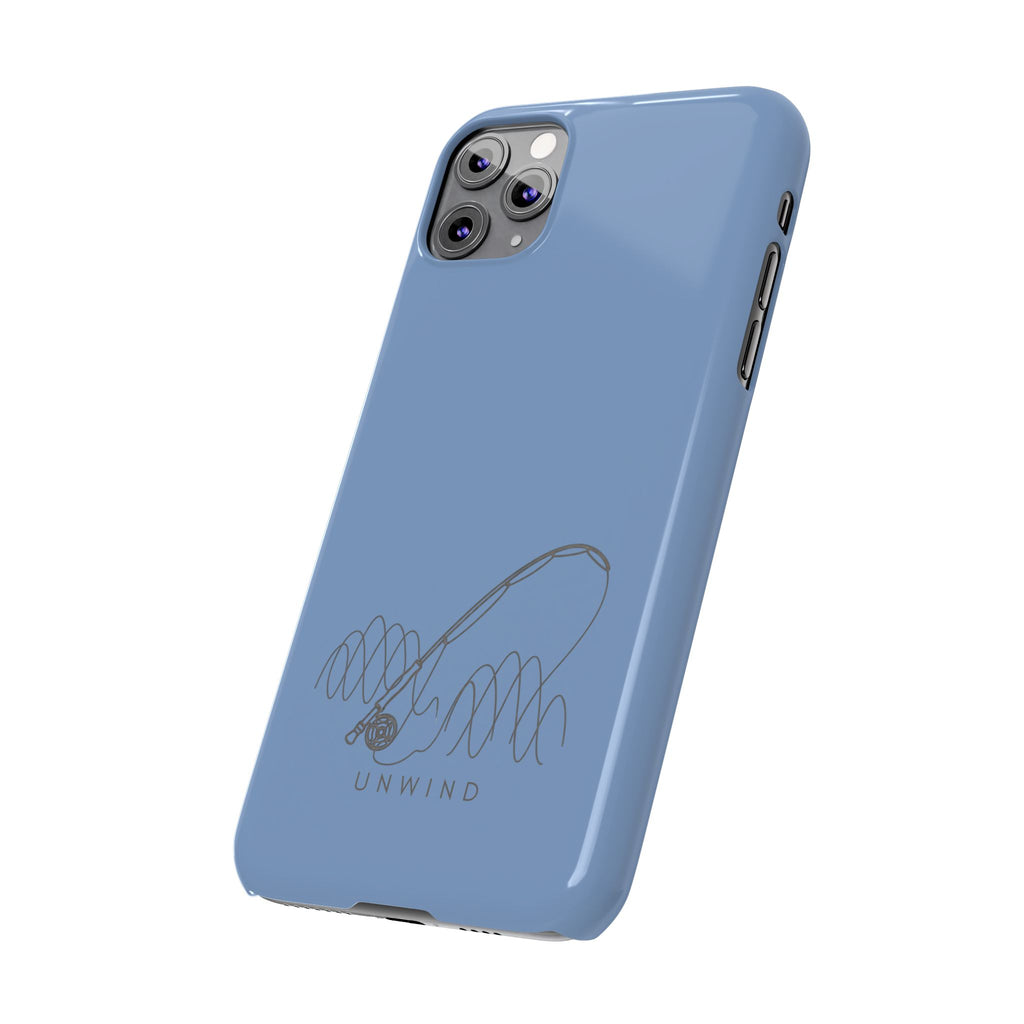 Unwind Fishing Slim Phone Case — Minimal Rod & "UNWIND" Design