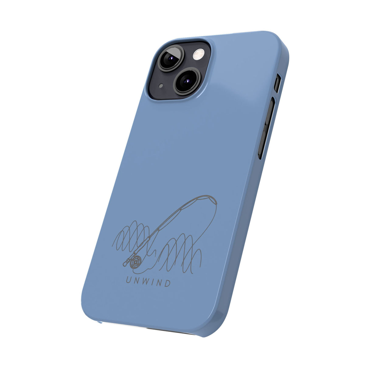 Unwind Fishing Slim Phone Case — Minimal Rod & "UNWIND" Design