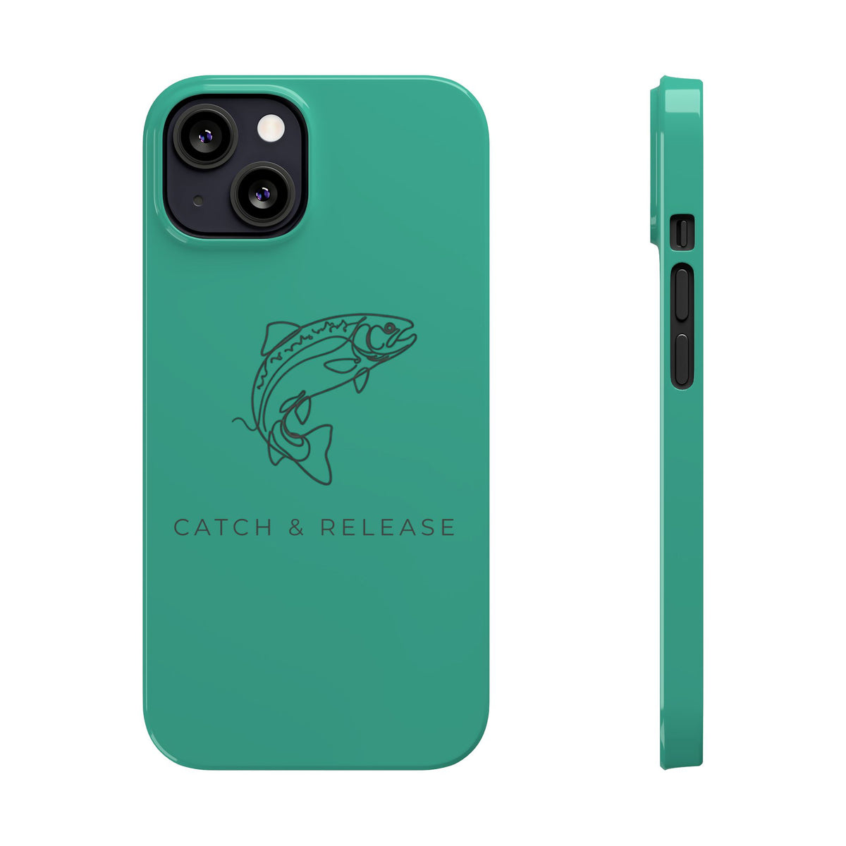 Catch & Release Slim Phone Case — Minimalist Fishing Trout Design