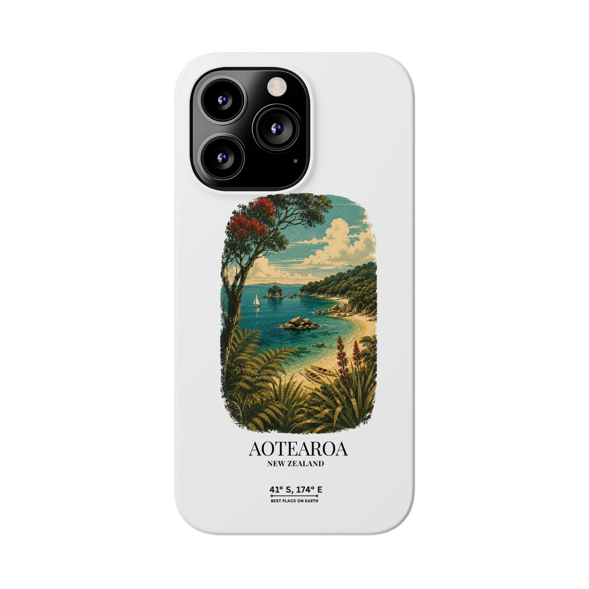 Aotearoa Vintage Landscape Slim Phone Case — New Zealand Able Tasman Design
