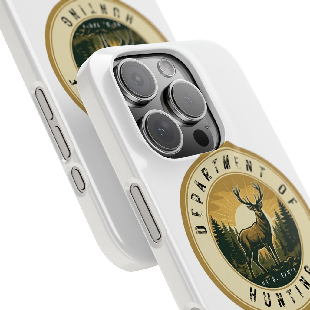 'Department of Hunting' Vintage Deer Logo - Slim Phone Case