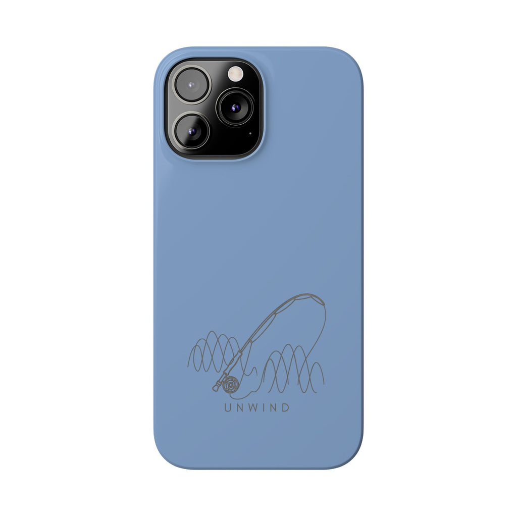 Unwind Fishing Slim Phone Case — Minimal Rod & "UNWIND" Design