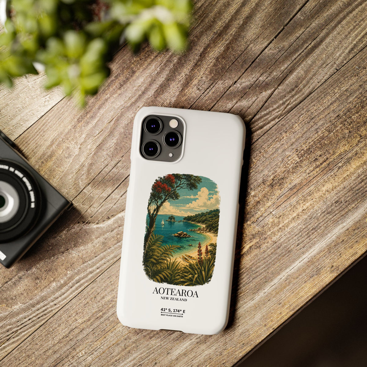 Aotearoa Vintage Landscape Slim Phone Case — New Zealand Able Tasman Design