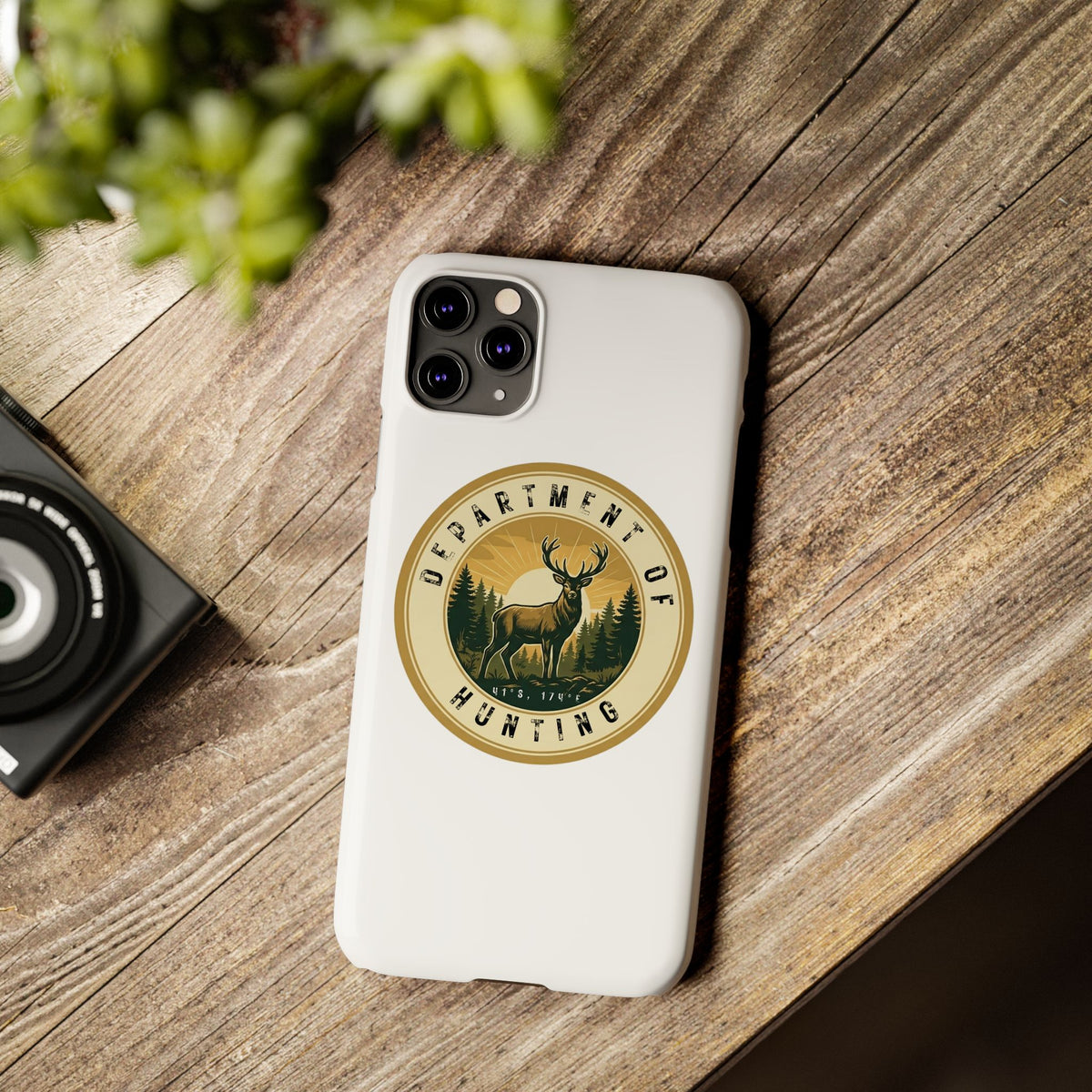 'Department of Hunting' Vintage Deer Logo - Slim Phone Case
