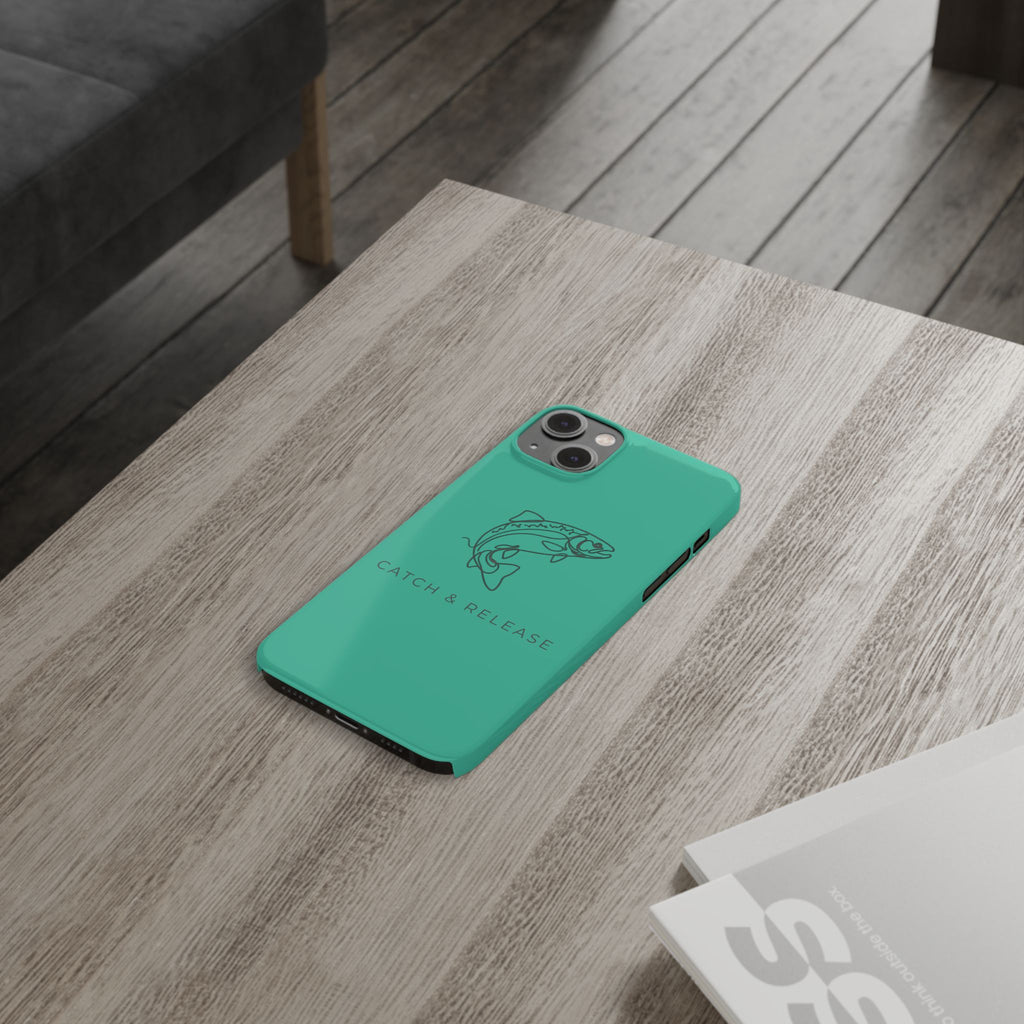 Catch & Release Slim Phone Case — Minimalist Fishing Trout Design