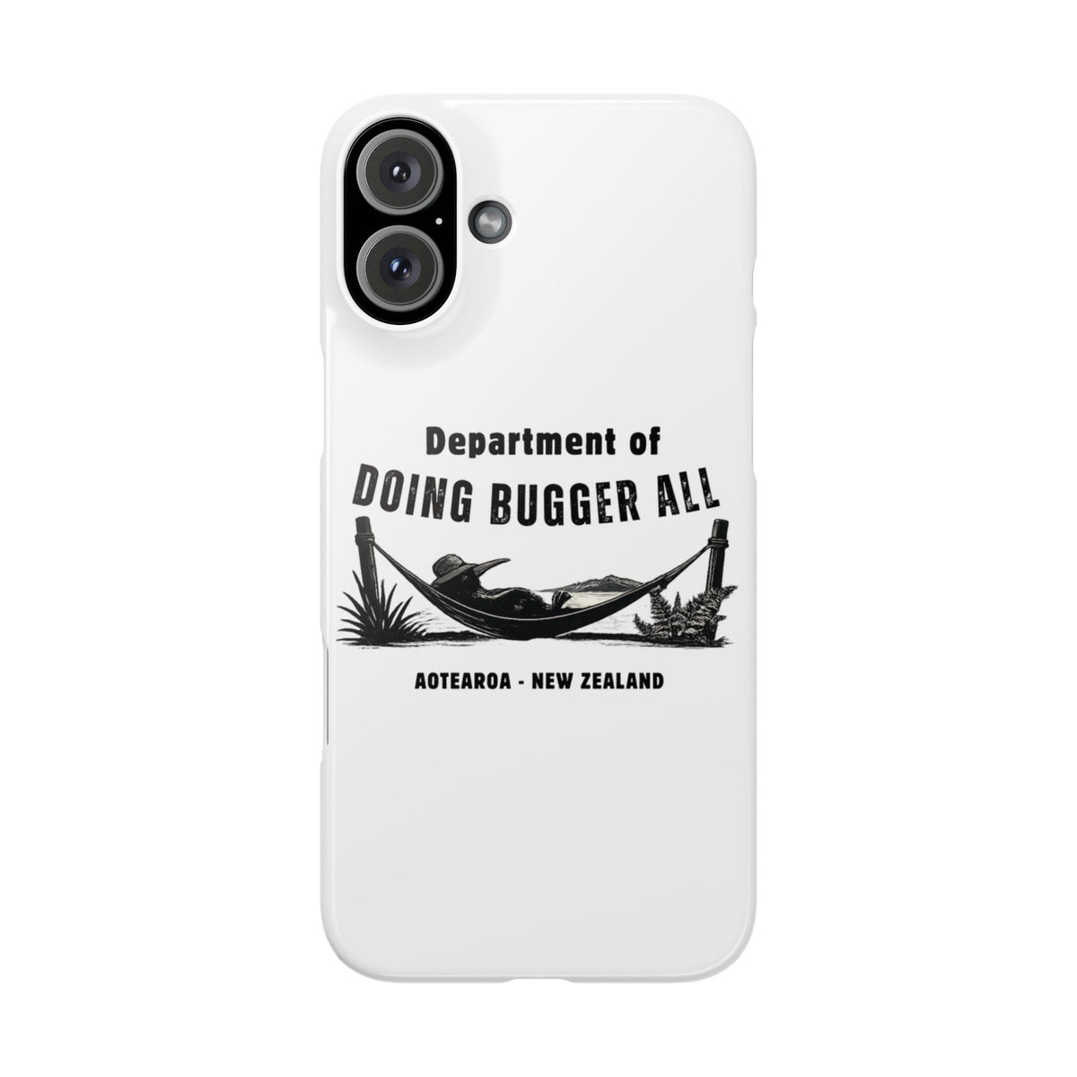 Slim Phone Case — "Department of Doing Bugger All" New Zealand Relaxation Design