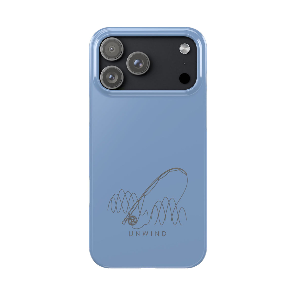 Unwind Fishing Slim Phone Case — Minimal Rod & "UNWIND" Design
