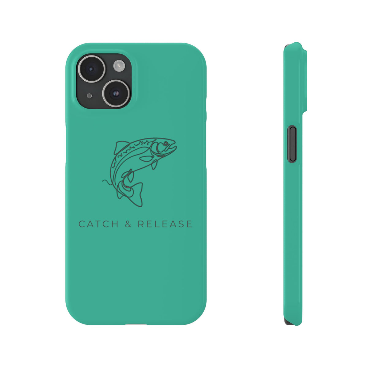 Catch & Release Slim Phone Case — Minimalist Fishing Trout Design