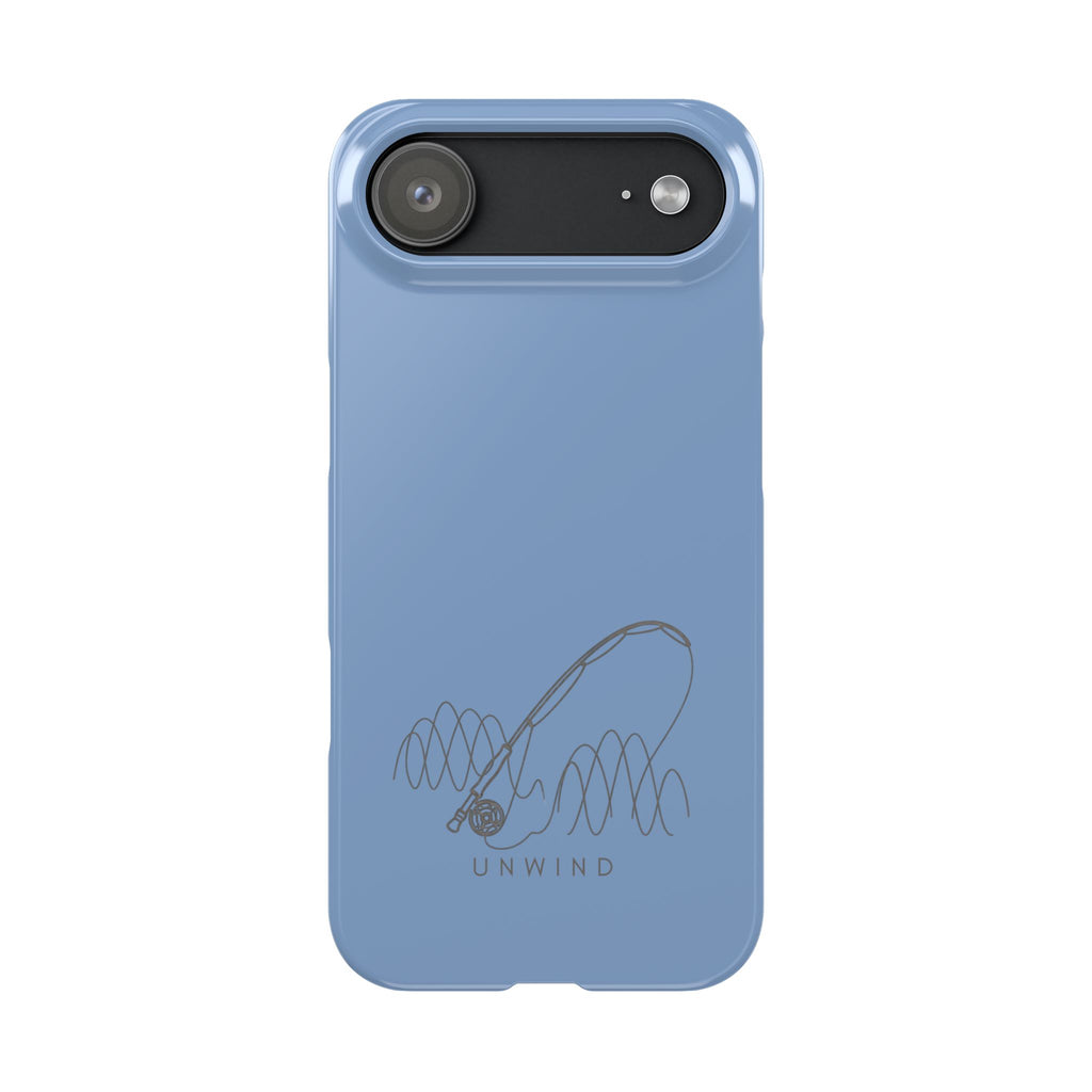 Unwind Fishing Slim Phone Case — Minimal Rod & "UNWIND" Design