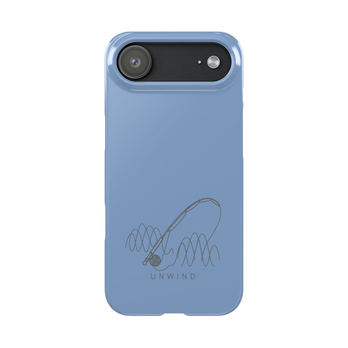 Unwind Fishing Slim Phone Case — Minimal Rod & "UNWIND" Design