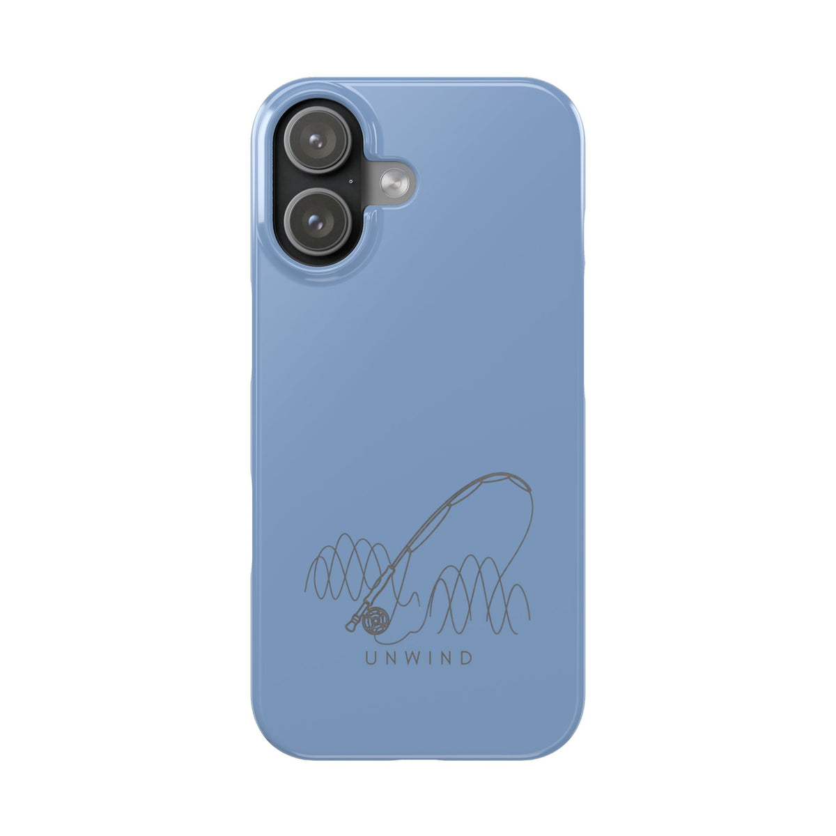 Unwind Fishing Slim Phone Case — Minimal Rod & "UNWIND" Design