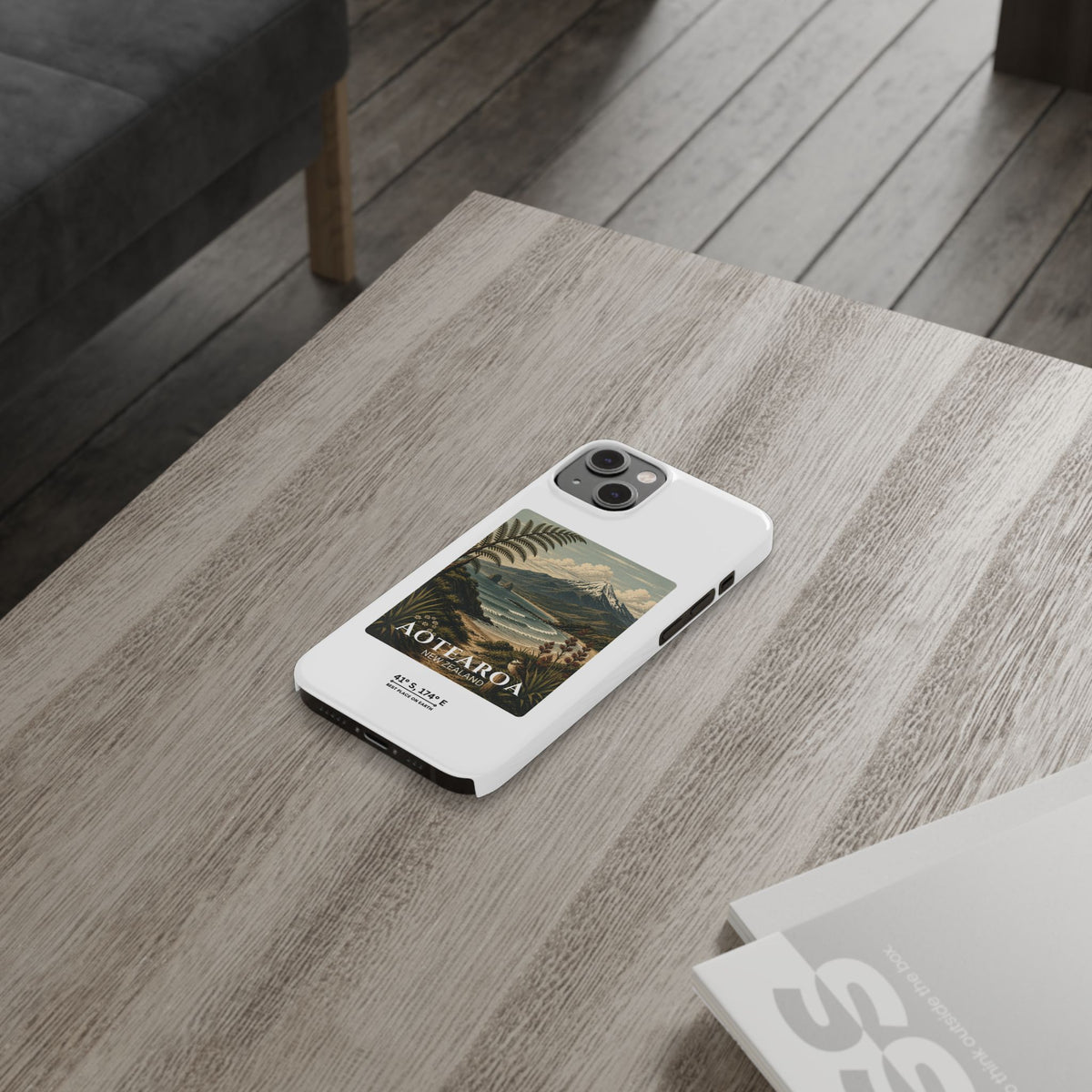 Aotearoa Vintage Landscape Slim Phone Case — New Zealand Mt Taranaki Design