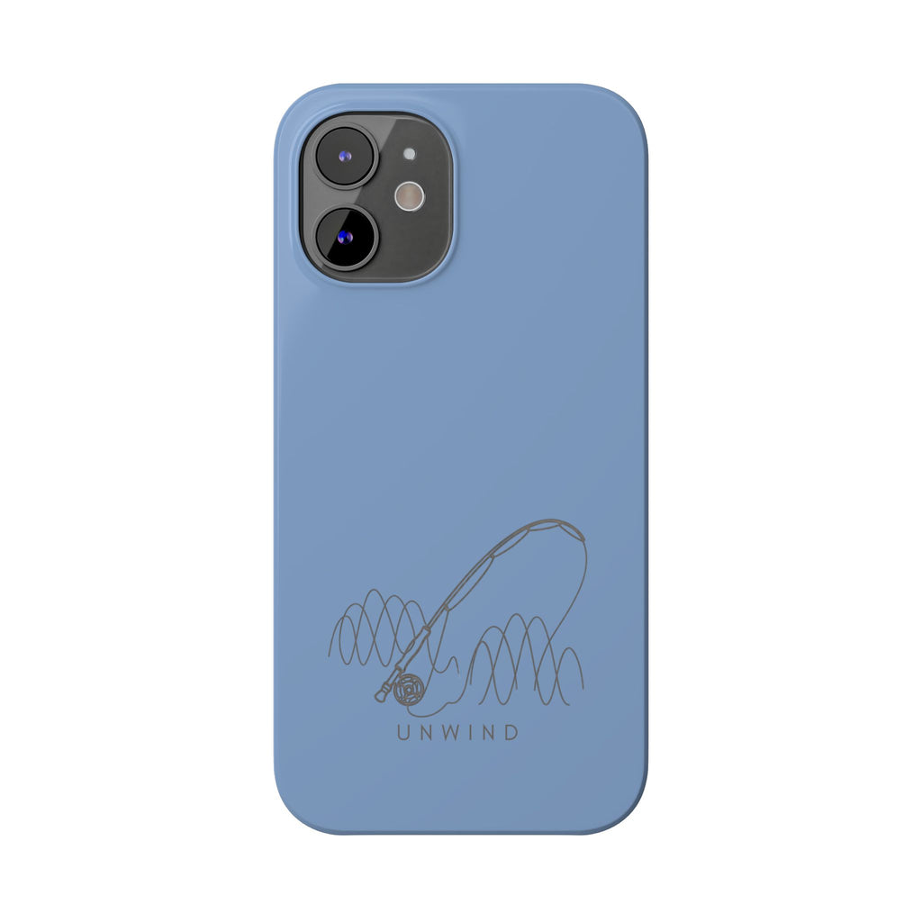 Unwind Fishing Slim Phone Case — Minimal Rod & "UNWIND" Design