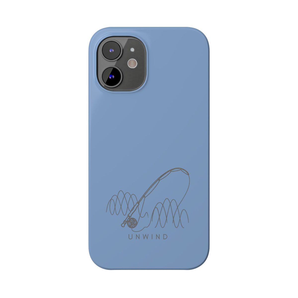 Unwind Fishing Slim Phone Case — Minimal Rod & "UNWIND" Design