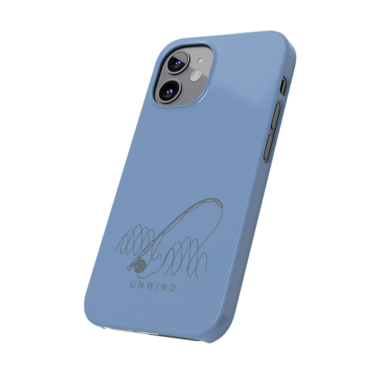 Unwind Fishing Slim Phone Case — Minimal Rod & "UNWIND" Design