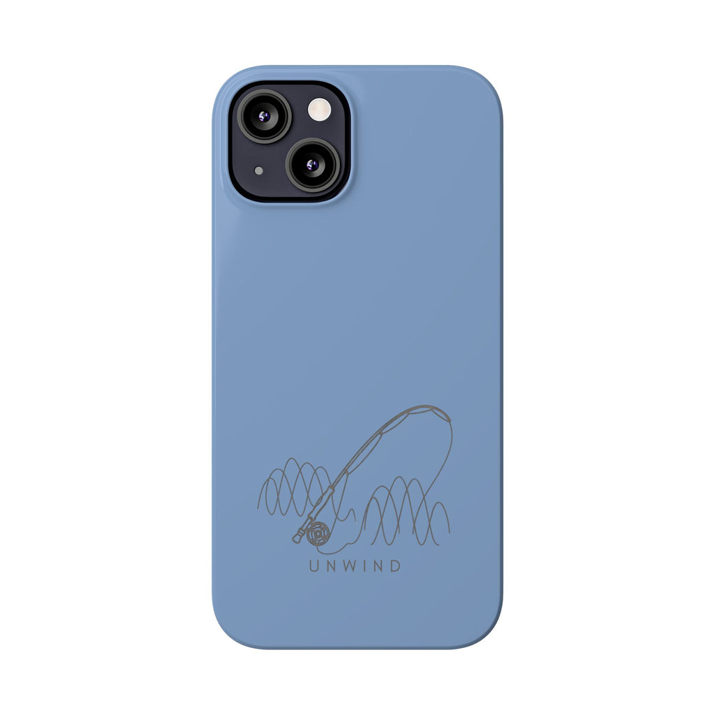 Unwind Fishing Slim Phone Case — Minimal Rod & "UNWIND" Design