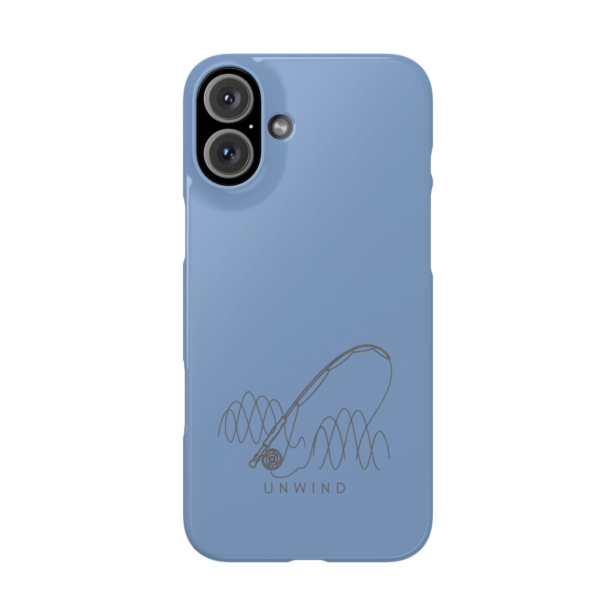 Unwind Fishing Slim Phone Case — Minimal Rod & "UNWIND" Design