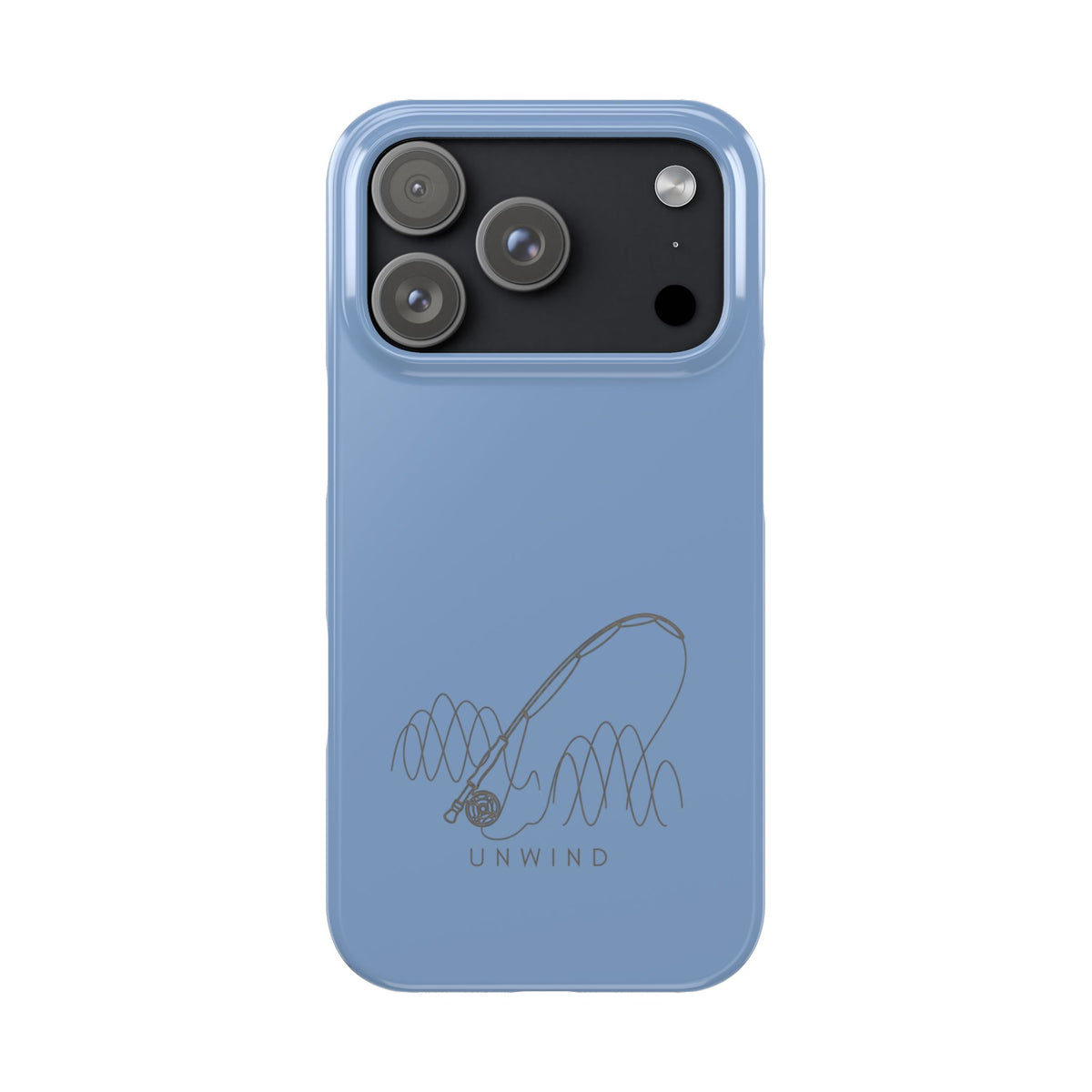 Unwind Fishing Slim Phone Case — Minimal Rod & "UNWIND" Design