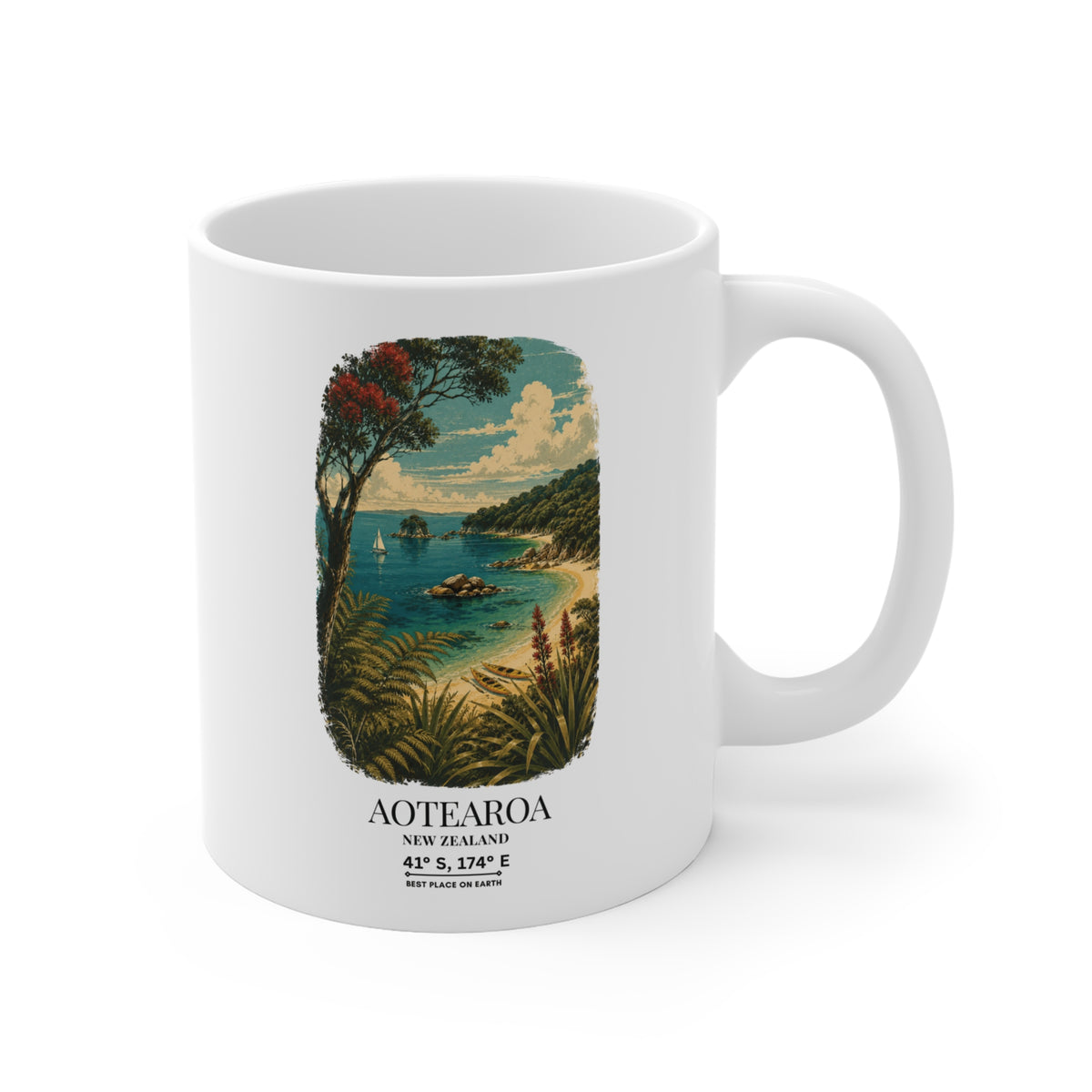 Aotearoa New Zealand Landscape - Able Tasman Design - 11oz Ceramic Mug