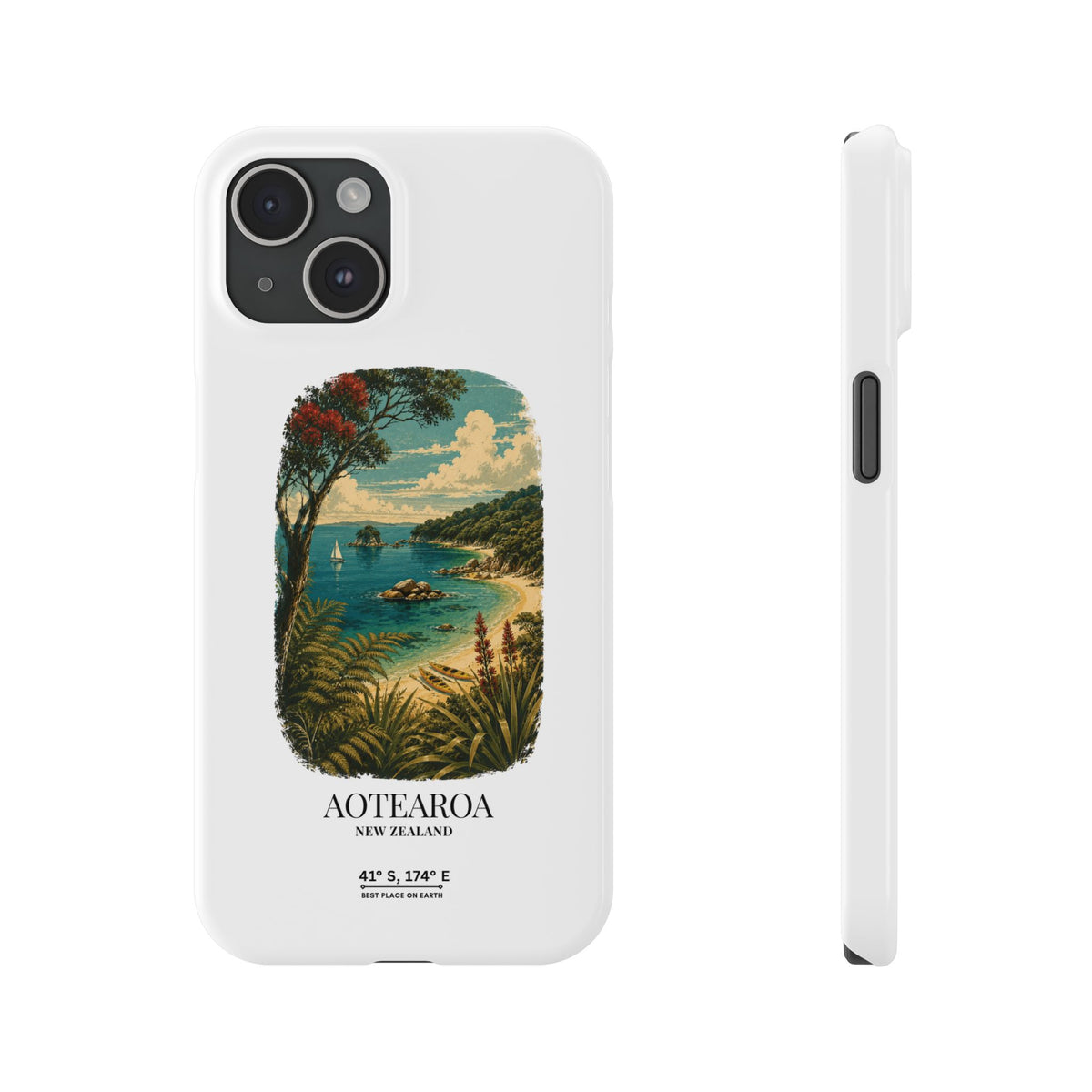 Aotearoa Vintage Landscape Slim Phone Case — New Zealand Able Tasman Design